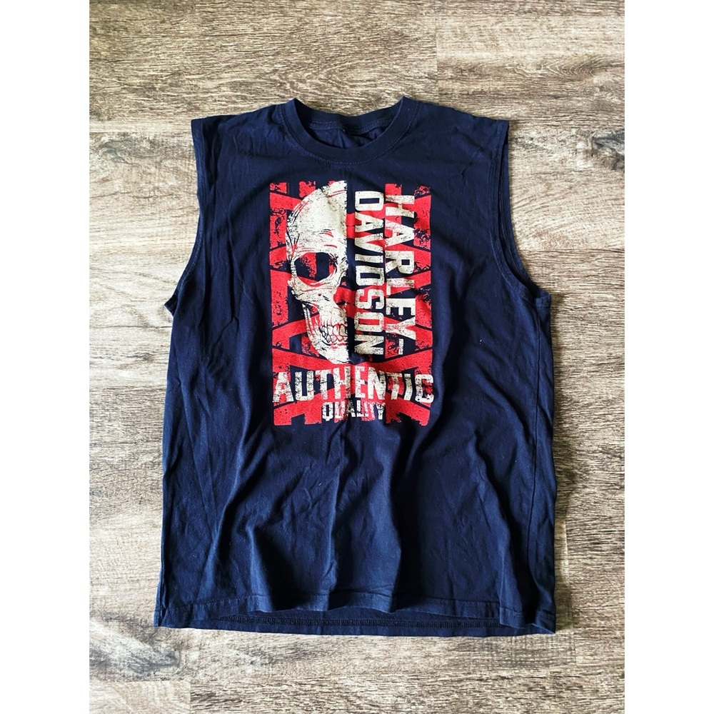 HARLEY DAVIDSON Men’s Navy Blue Graphic Tank Top - Picture 2 of 3